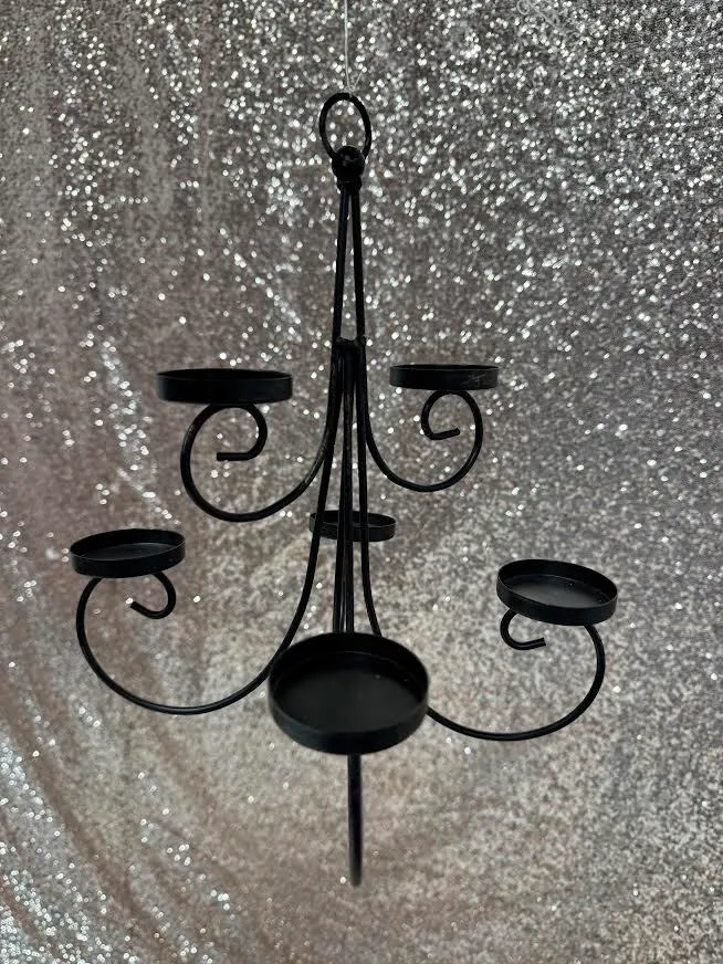 Metal (brown) Hanging Candle Holder Chandelier (holds 6 candles)