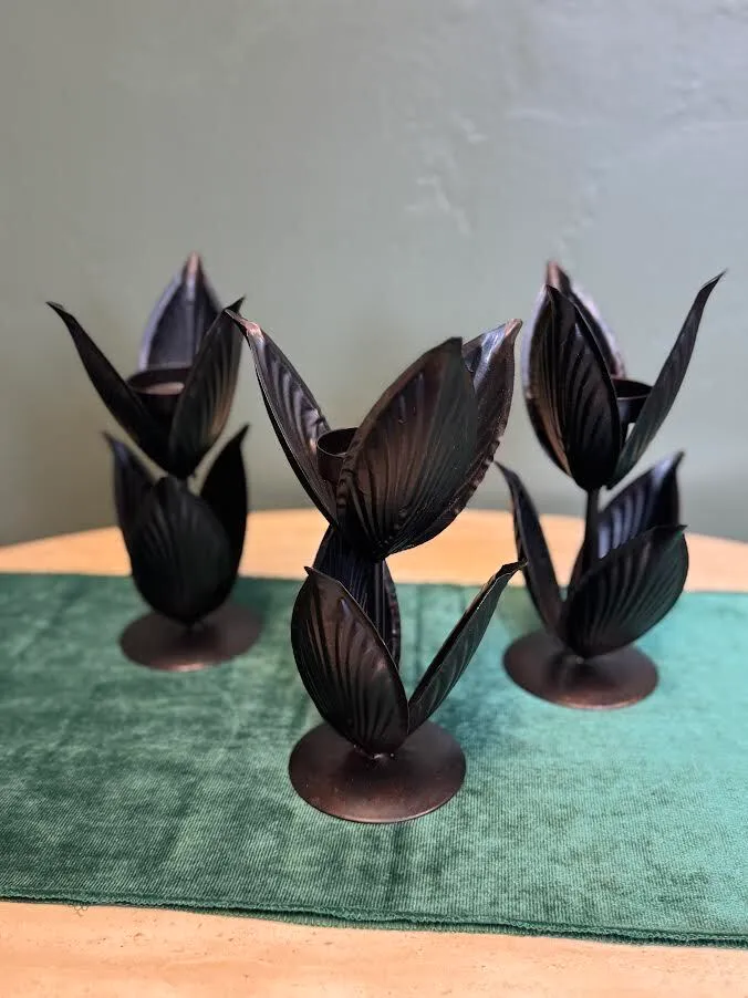 Metal Leaf Candle Holders (9 inches)