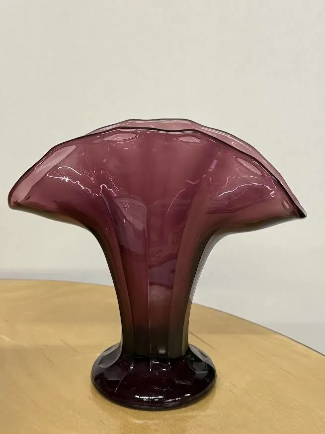 Purple Fan Vase (8 inches tall x 8 1/2 inches wide)