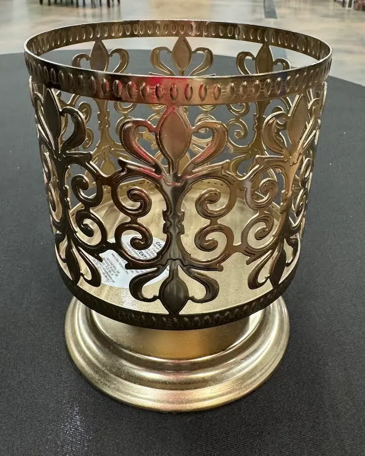 Gold Fleur De Lis Candle Holder (5 1/2 inches tall)