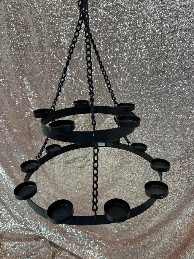 Metal (brown) Hanging Candle Holder Chandelier (holds 15 candles)