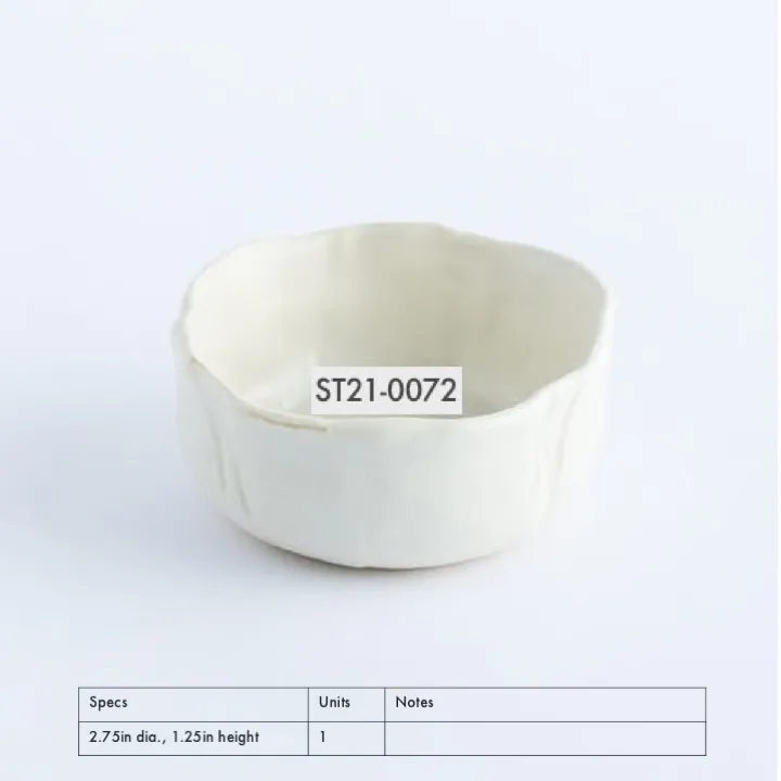 ST21-0072 - White Stoneware Soy Dish - 2.75" 1.25" (DH)