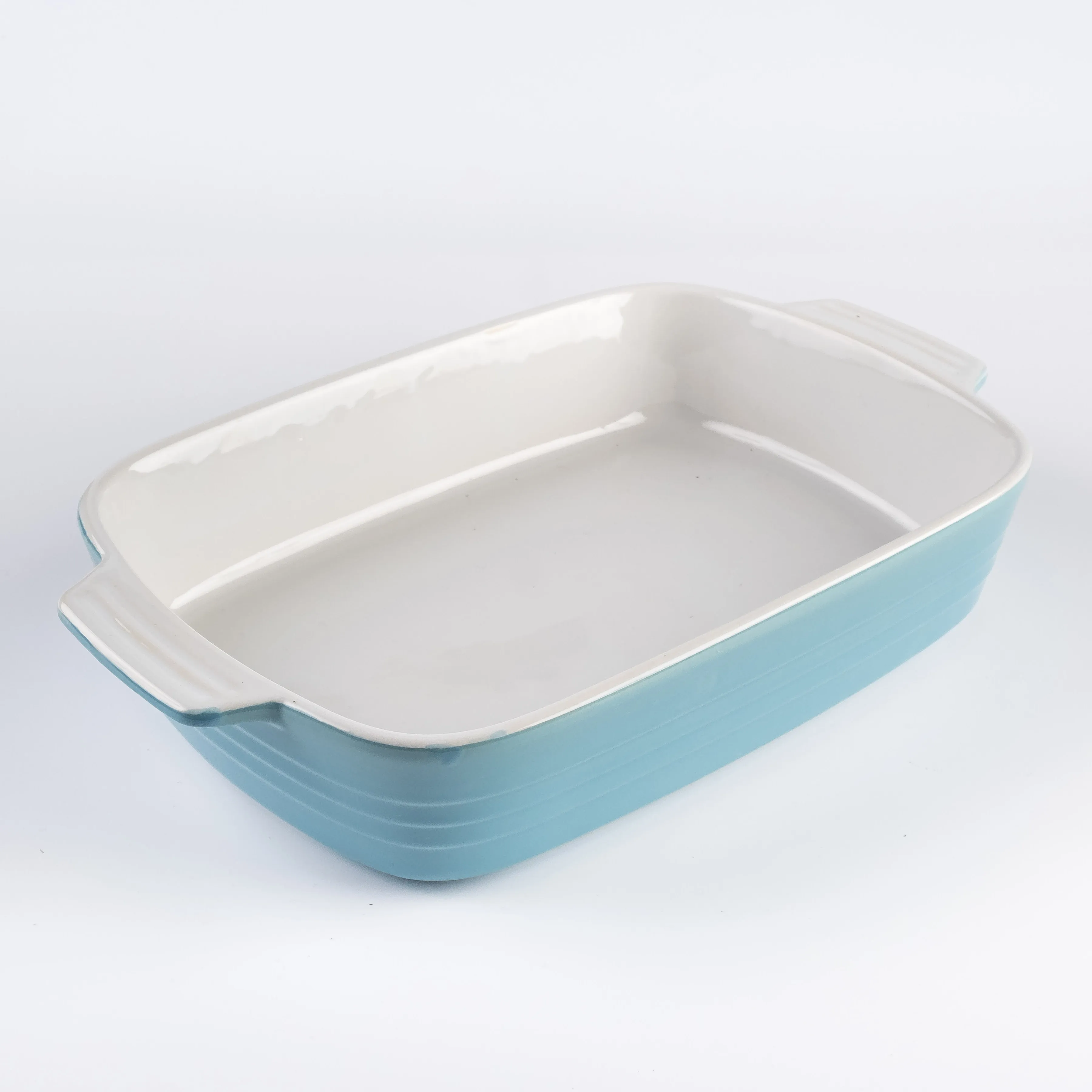 BW21-0426 - Blue White Ceramic Casserole - 11" 8.25" 2.5" (LWH)