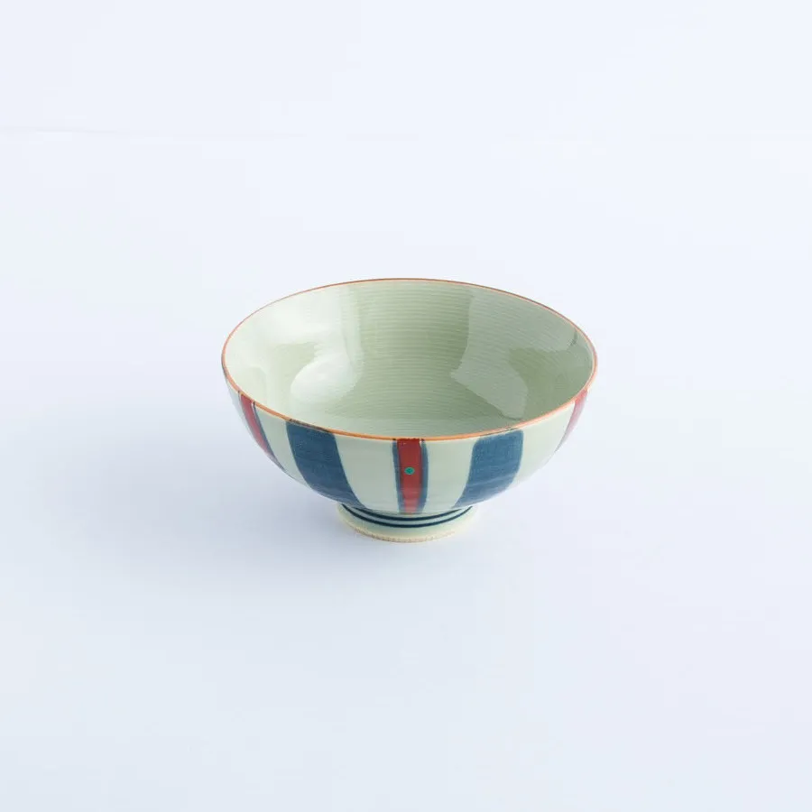 BW20-0053 - Beige Blue Ceramic Bowl - 4.5" 2.5" (DH)