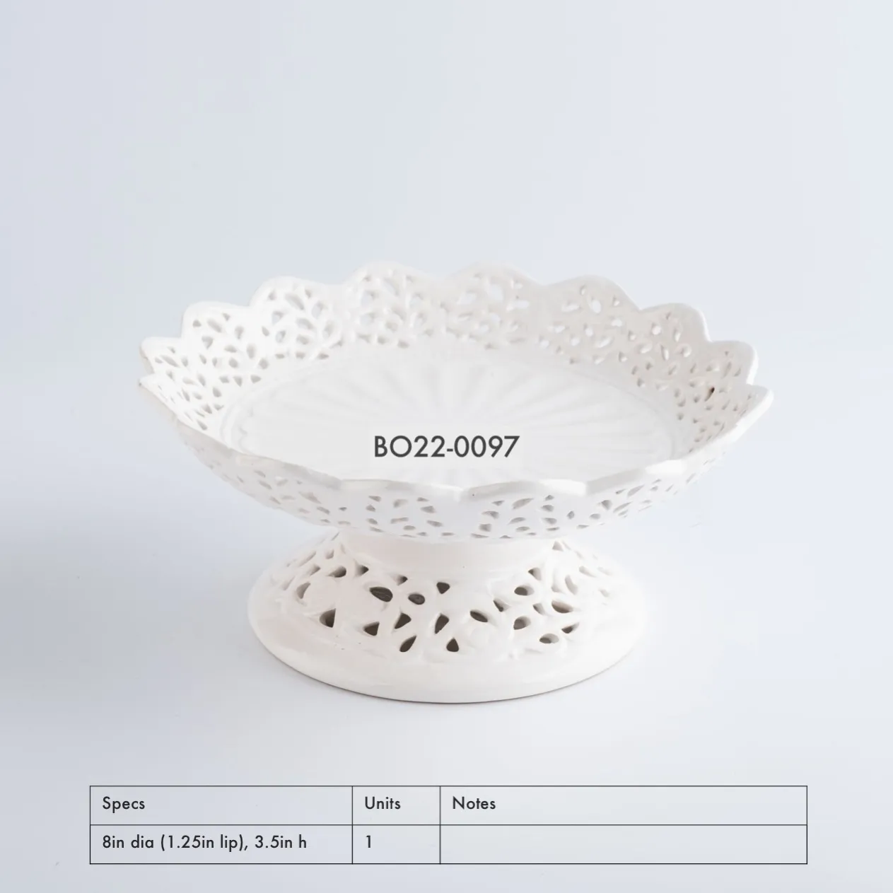 BO22-0097 - White Ceramic Cake Stand - 8" 3.5" (DH)