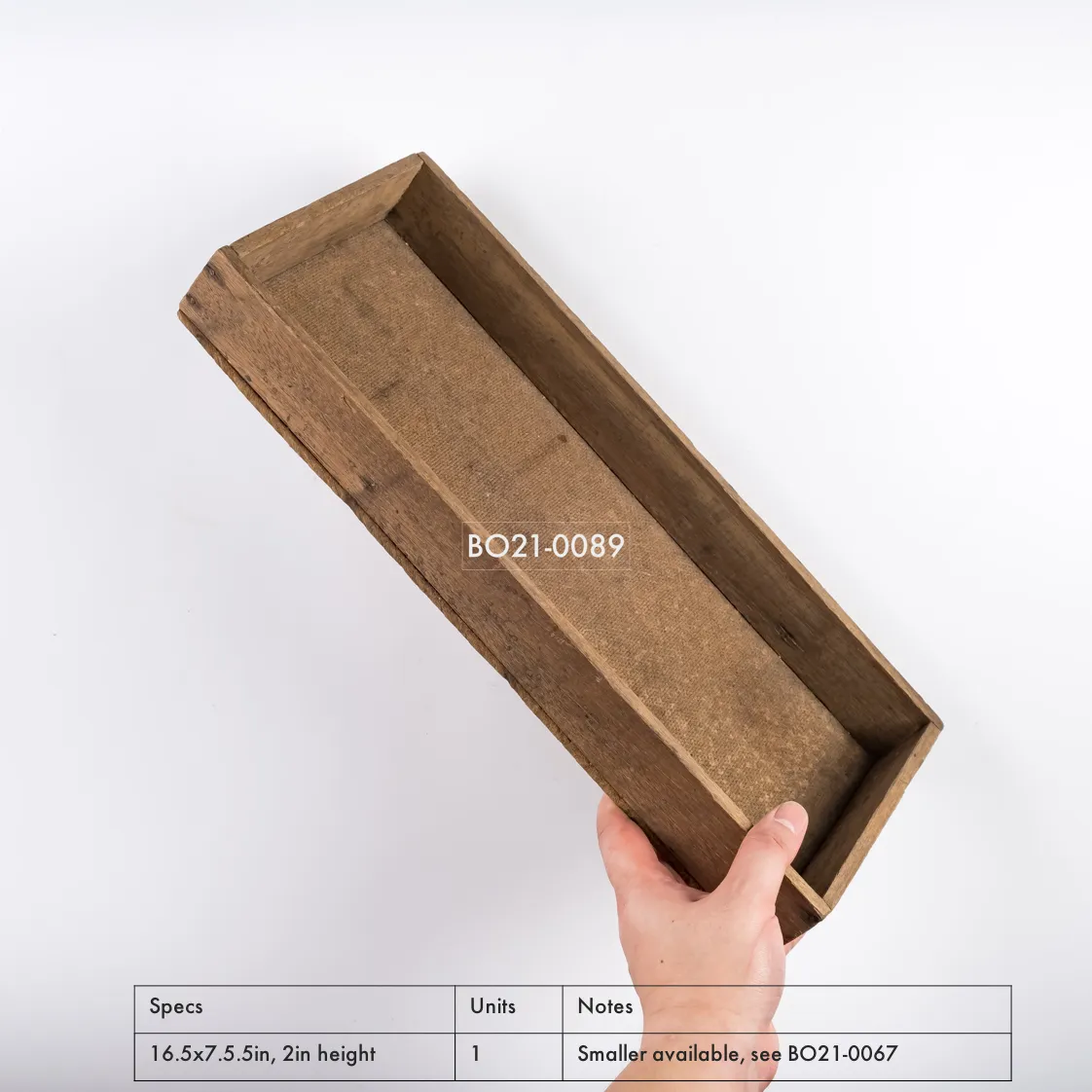 BO21-0089 - Brown Wood Tray - 16.5" 7.55" 2" (LWH)