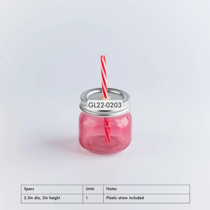 GL22-0203 - Pink Red Drinking Glass - 2.5" 3" (DH)