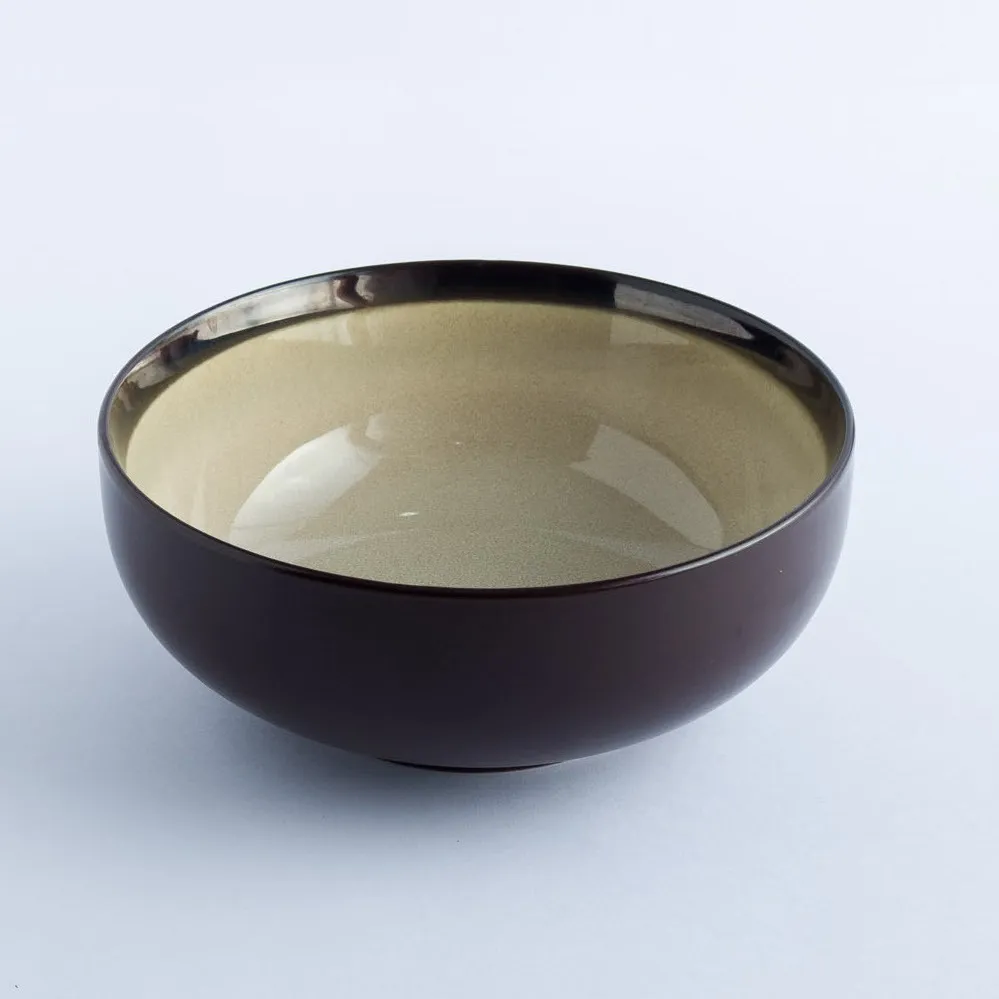 BW20-0137 - Beige Brown Ceramic Bowl - 6.5" 2.25" (DH)