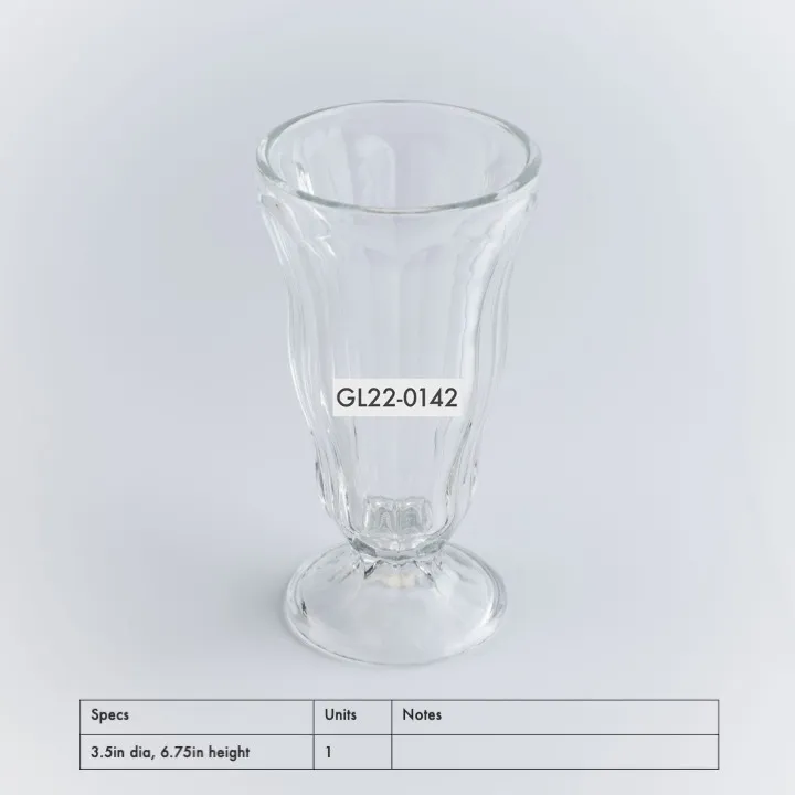 GL22-0142 - Clear Glass for Shakes and Desserts - 3.5" 6.75" (DH)