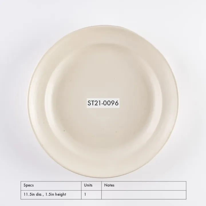 ST21-0096 - White Stoneware Platter - 11.5" 1.5" (DH)