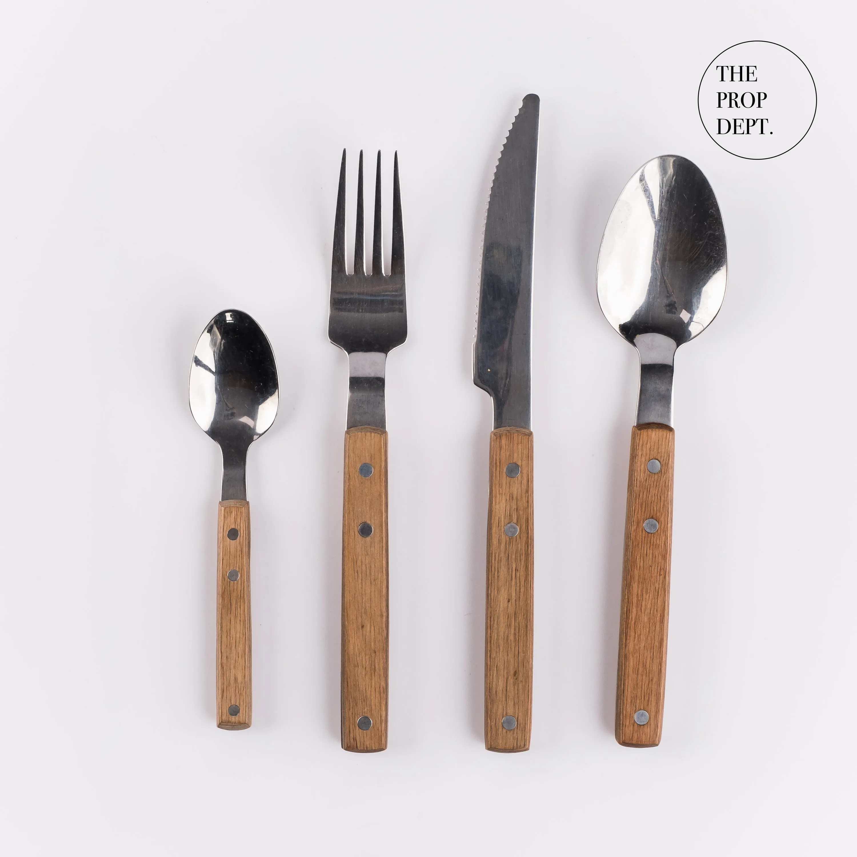 UT23-0378 - Silver Brown Metal Utensil Set - 8" (L)