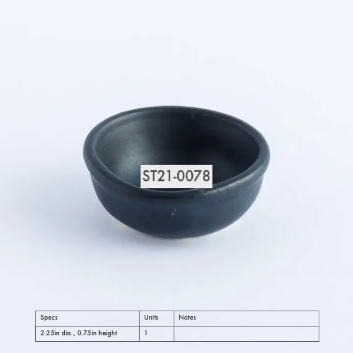 ST21-0078 - Black Stoneware Soy Dish - 2.25" 0.75" (DH)
