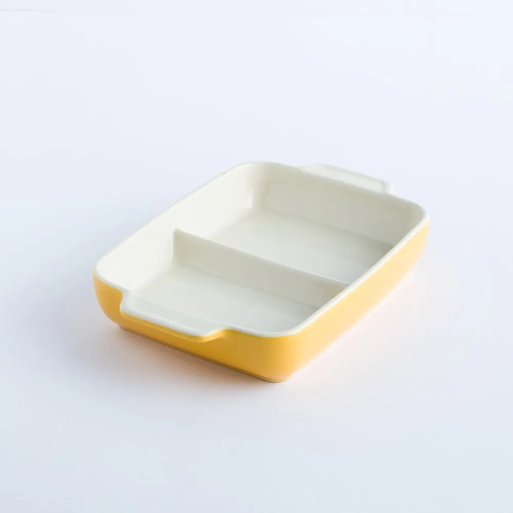 BW20-0102 - Yellow White Ceramic Bowl - 7" 4.5" 1.25" (LWH)
