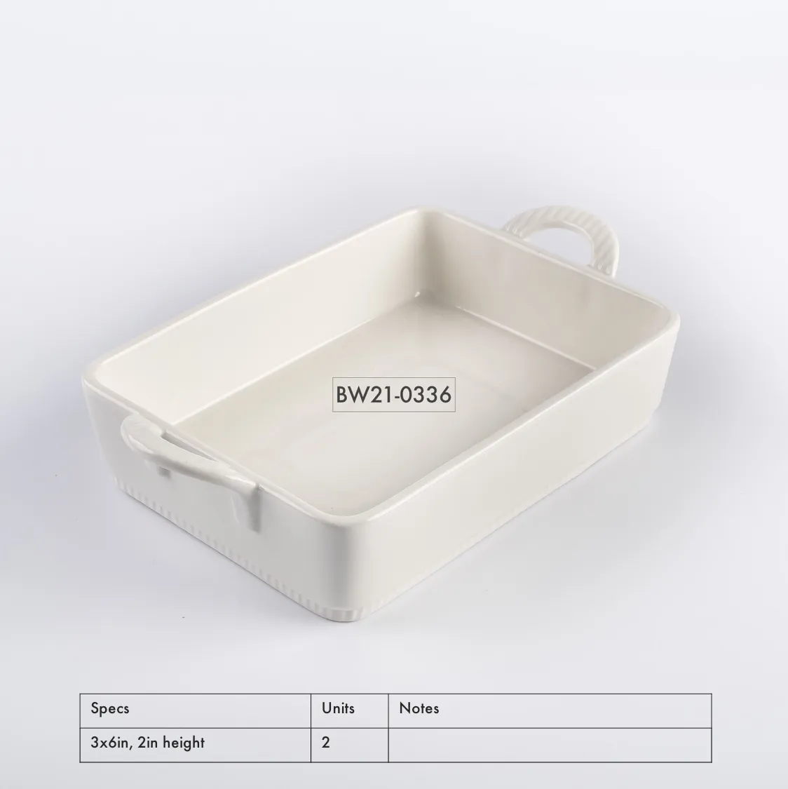 BW21-0336 - White Ceramic Casseroles - 3" 6" 2" (LWH)