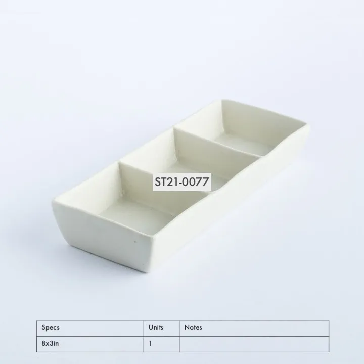 ST21-0077 - White Stoneware Soy Dish - 8" 3" (LW)