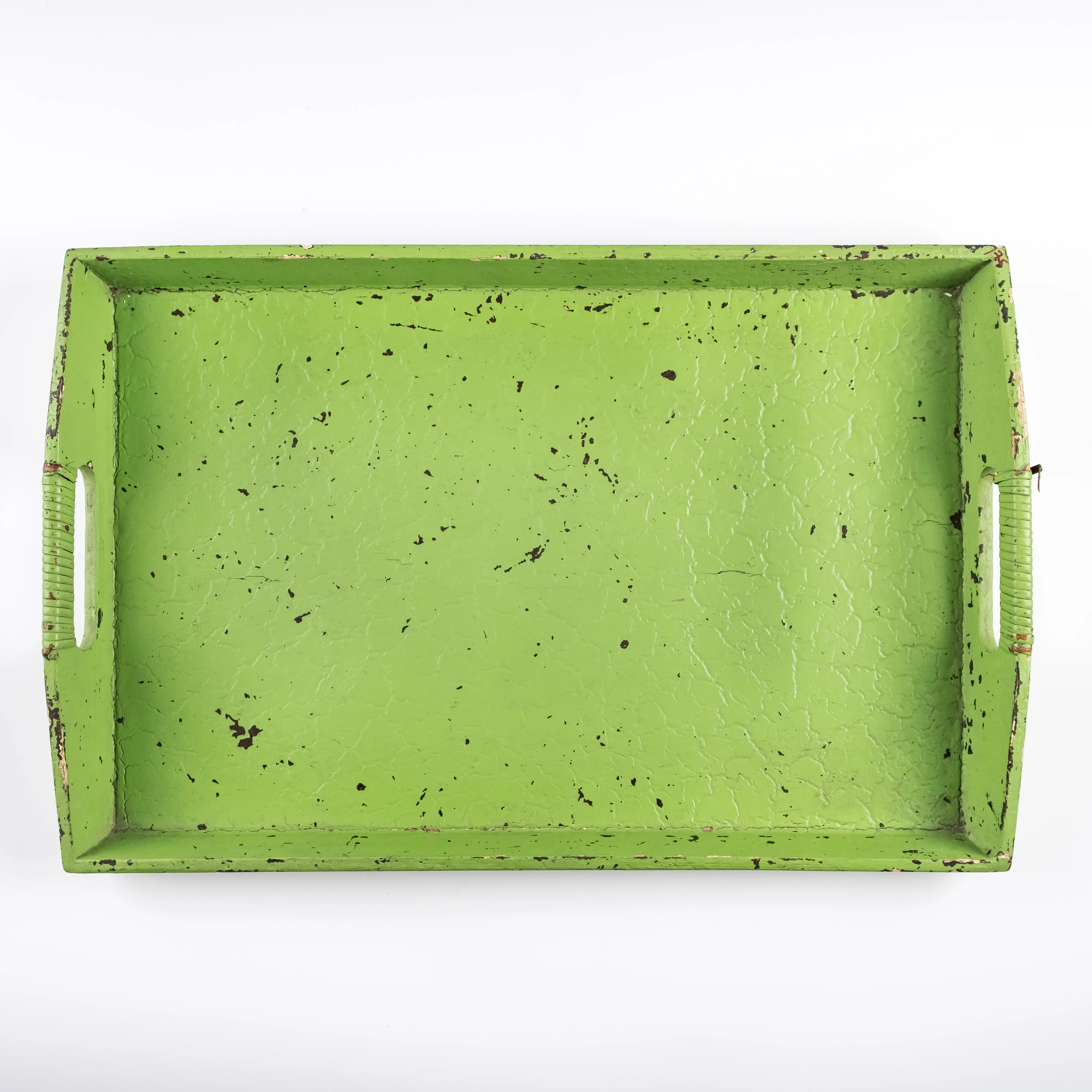BO21-0065 - Green Wood Tray - 19.5" 13" 1.5" (LWH)