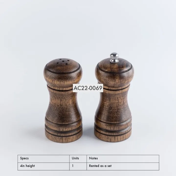 AC22-0069 - Brown Wood Salt and Pepper Shakers - 4" (H)