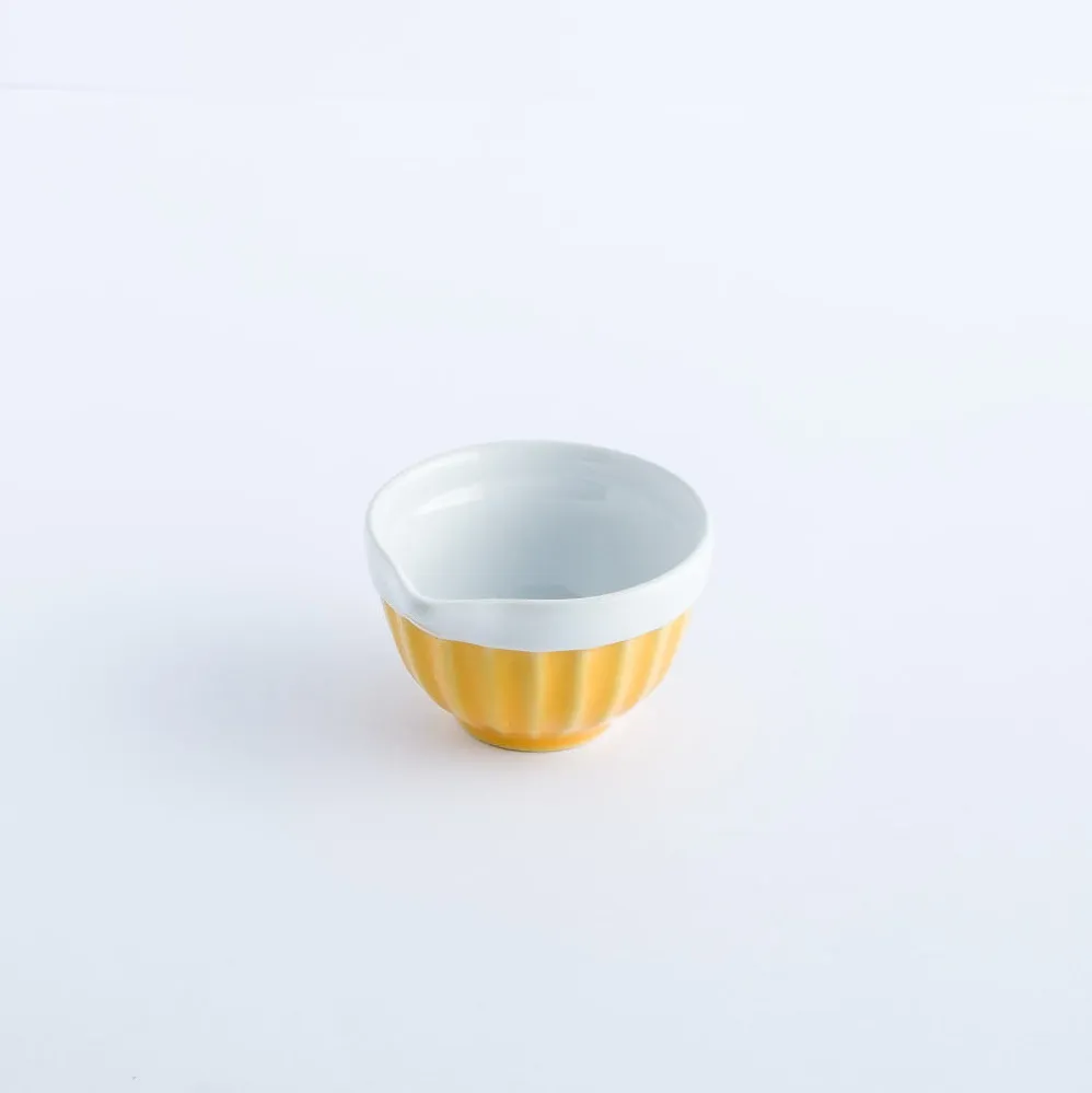 BW20-0208 - Yellow White Ceramic Soy Dish - 3" 2" (DH)