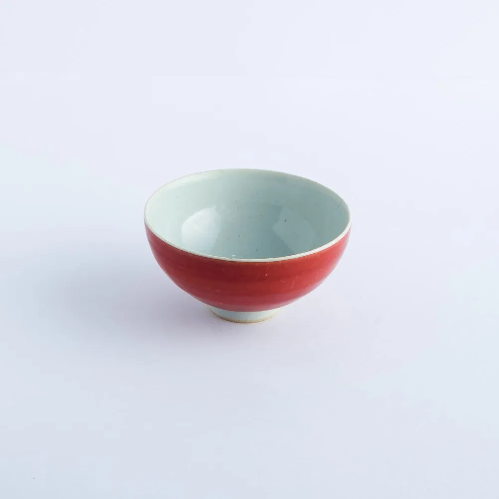BW20-0145 - Red White Ceramic Bowl - 4" 2" (DH)