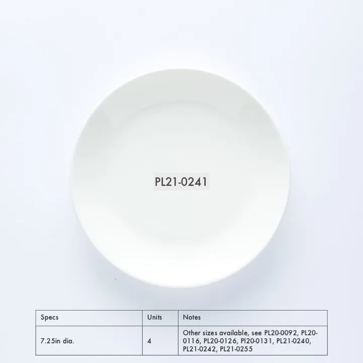PL21-0241 - White Ceramic Plate - 7.25" (D)