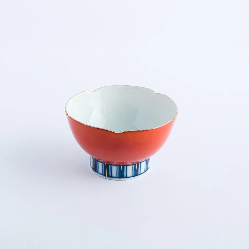 BW20-0099 - Orange White Ceramic Bowl - 4.5" 2.75" (DH)