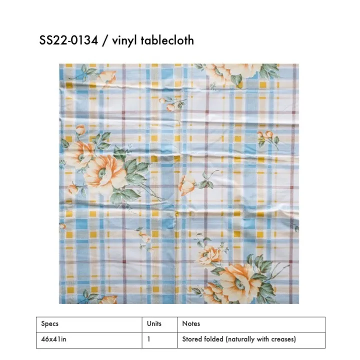 SS22-0134 - Blue Yellow Vinyl Tablecloth - 46" 41" (LW)