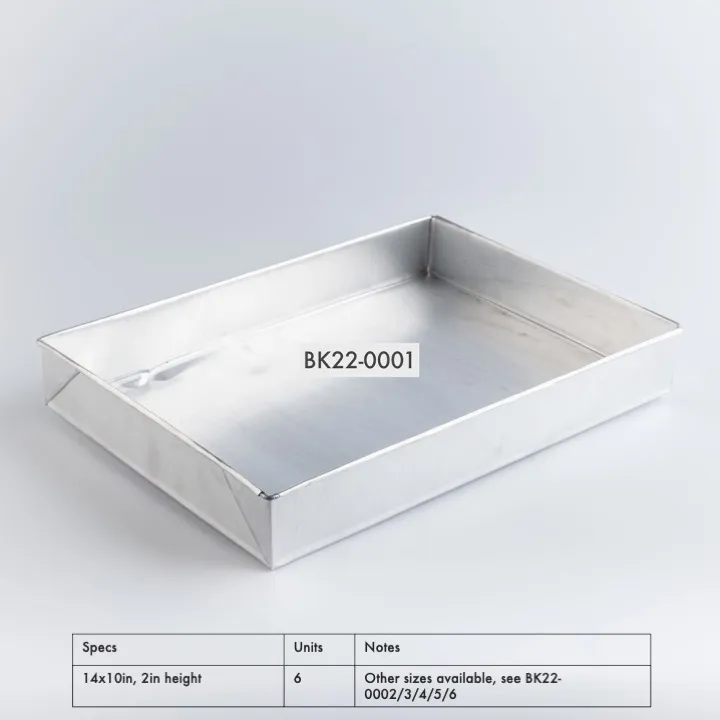 BK22-0001 - Silver Metal Baking pan - 14" 10" 2" (LWH)