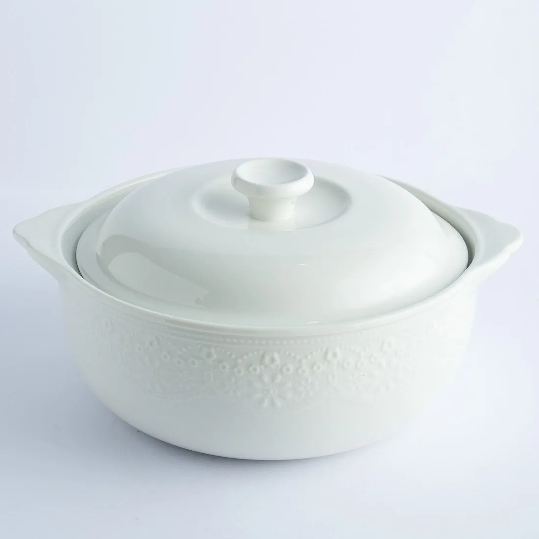 BW20-0310 - White Ceramic Ulam Bowl - 9.25" 3.75" (DH)