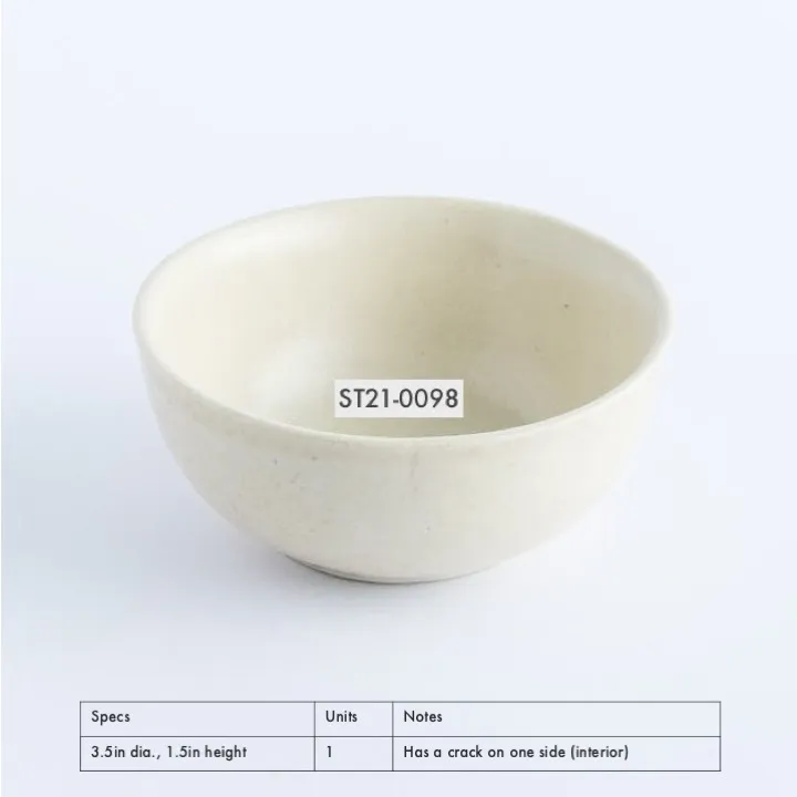 ST21-0098 - White Stoneware Bowl - 3.5" 1.5" (DH)