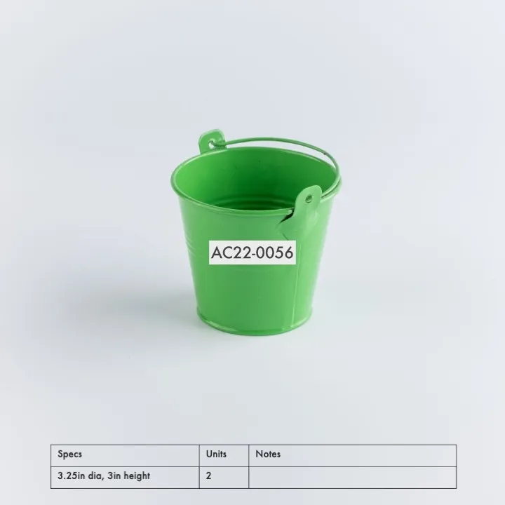 AC22-0056 - Green Metal Bucket - 3.25" 3" (DH)