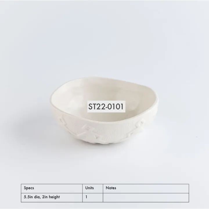 ST22-0101 - White Stoneware Bowl - 5.5" 2" (DH)