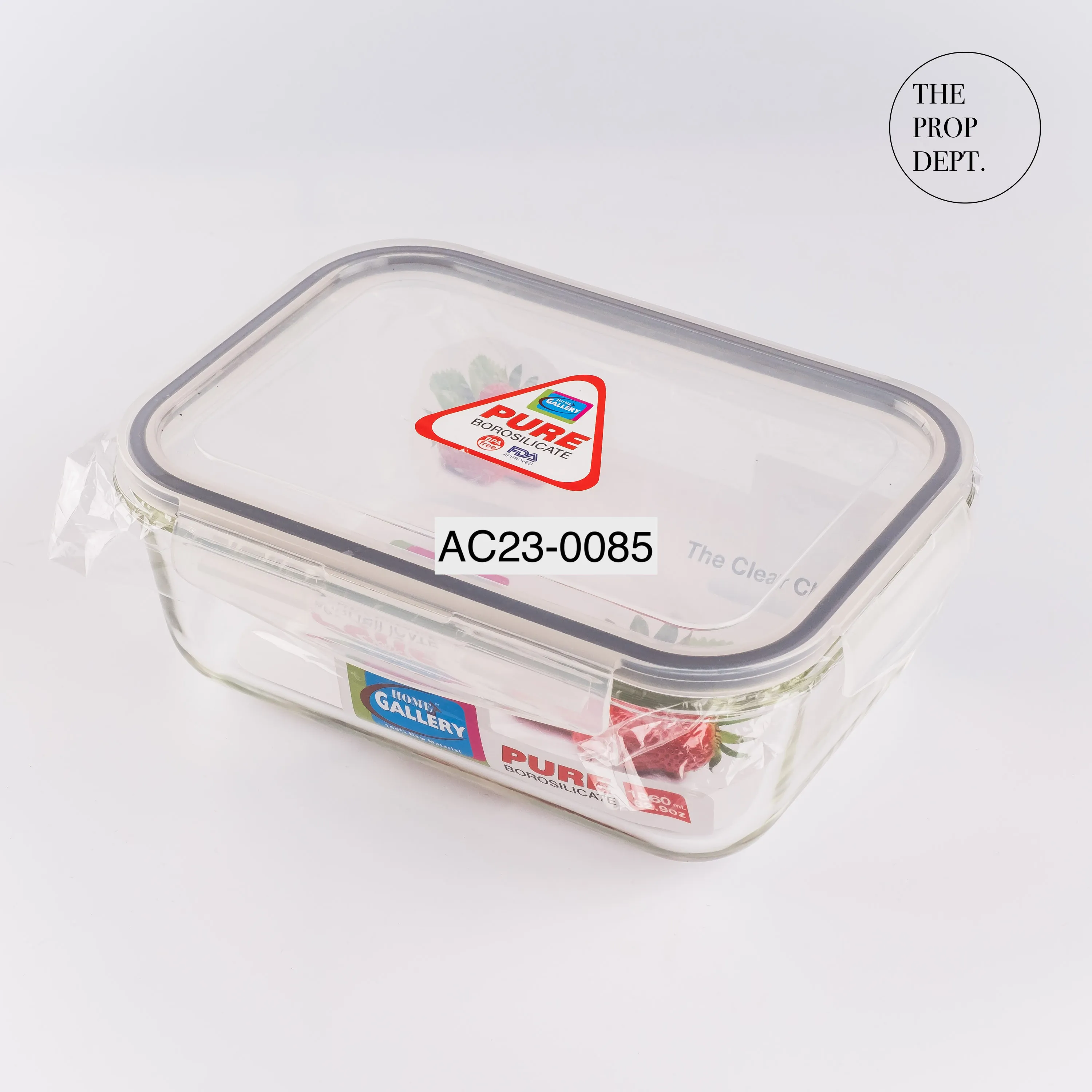 AC23-0085 - Clear Glass Lunchbox - 8.5" 6.25" 3.5" (LWH)