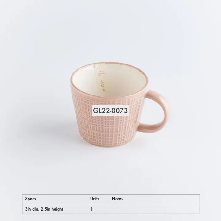 GL22-0073 - Pink Cup With Handle - 3" 2.5" (DH)