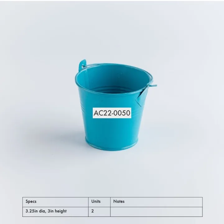 AC22-0050 - Blue Metal Bucket - 3.25" 3" (DH)