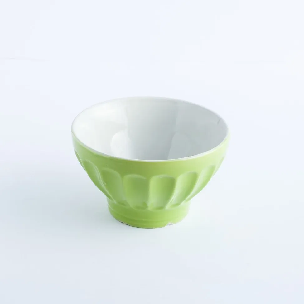 BW20-0090 - Green White Ceramic Bowl - 5.25" 3" (DH)