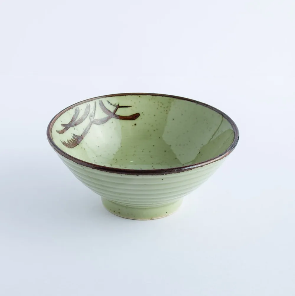 BW20-0095 - Green Brown Ceramic Bowl - 7" 3" (DH)