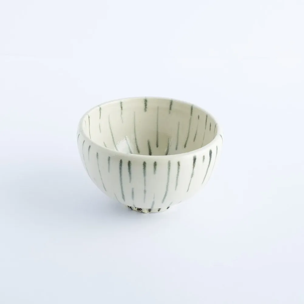 ST20-0013 - White Grey Stoneware Bowl - 4.75" 2.75" (DH)