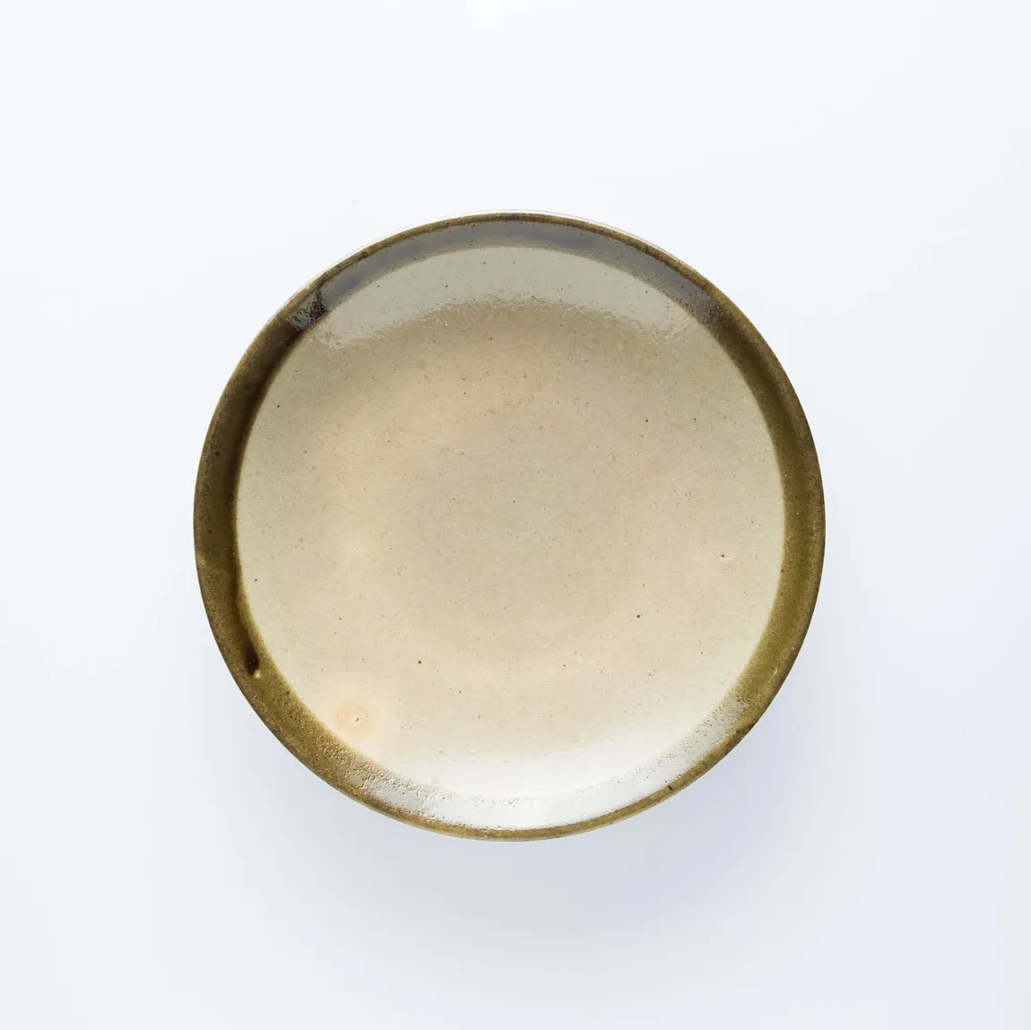 PL20-0052 - Brown Green Ceramic Plate - 8.5" 1" (DH)
