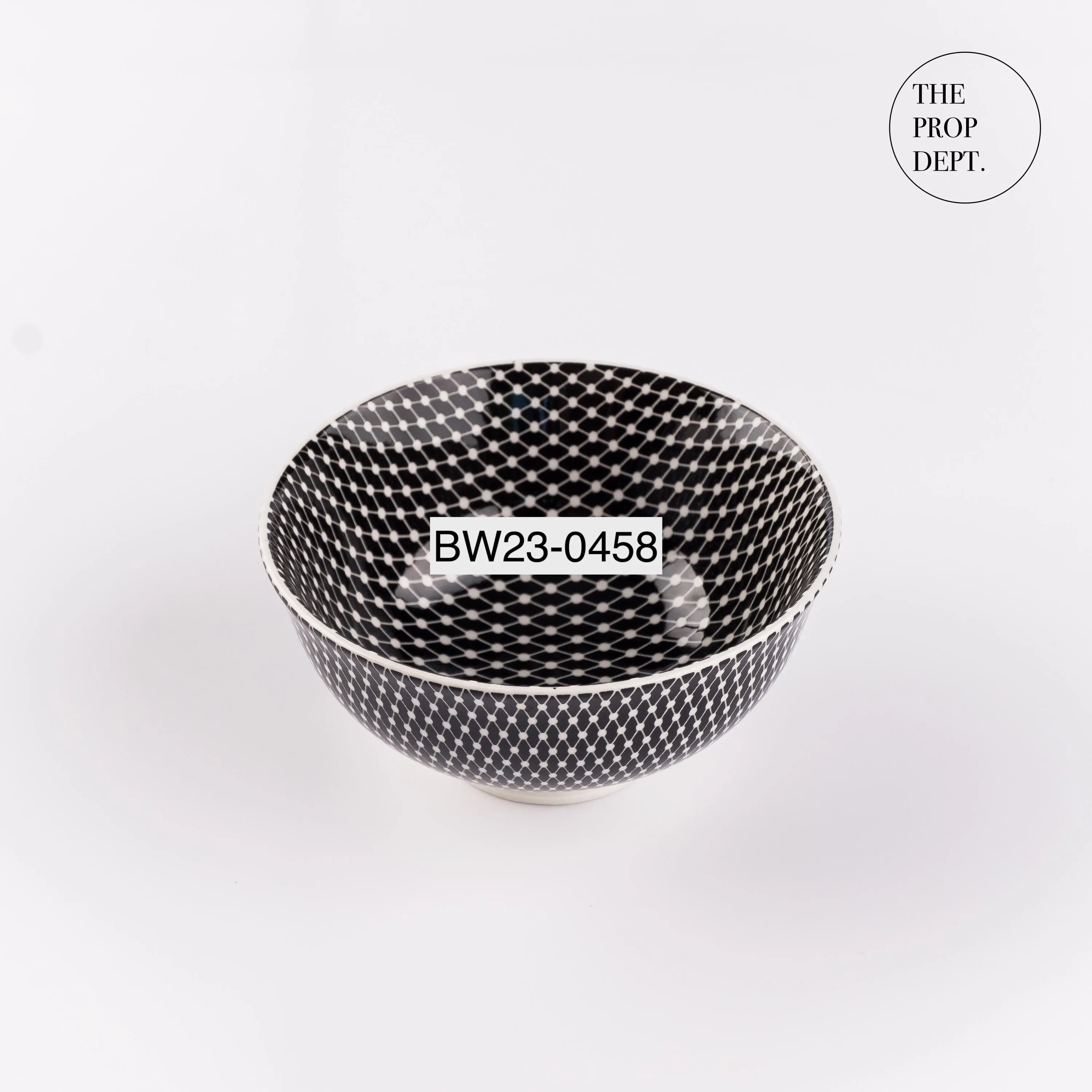 BW23-0458 - Black White Ceramic Bowl - 4.5" 2.25" (DH)