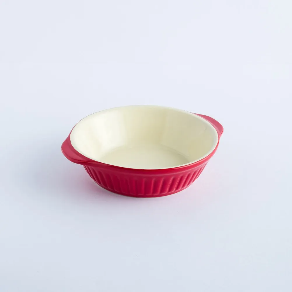 BW20-0164 - Red White Ceramic Bowl - 7" 6" 1.25" (LWH)