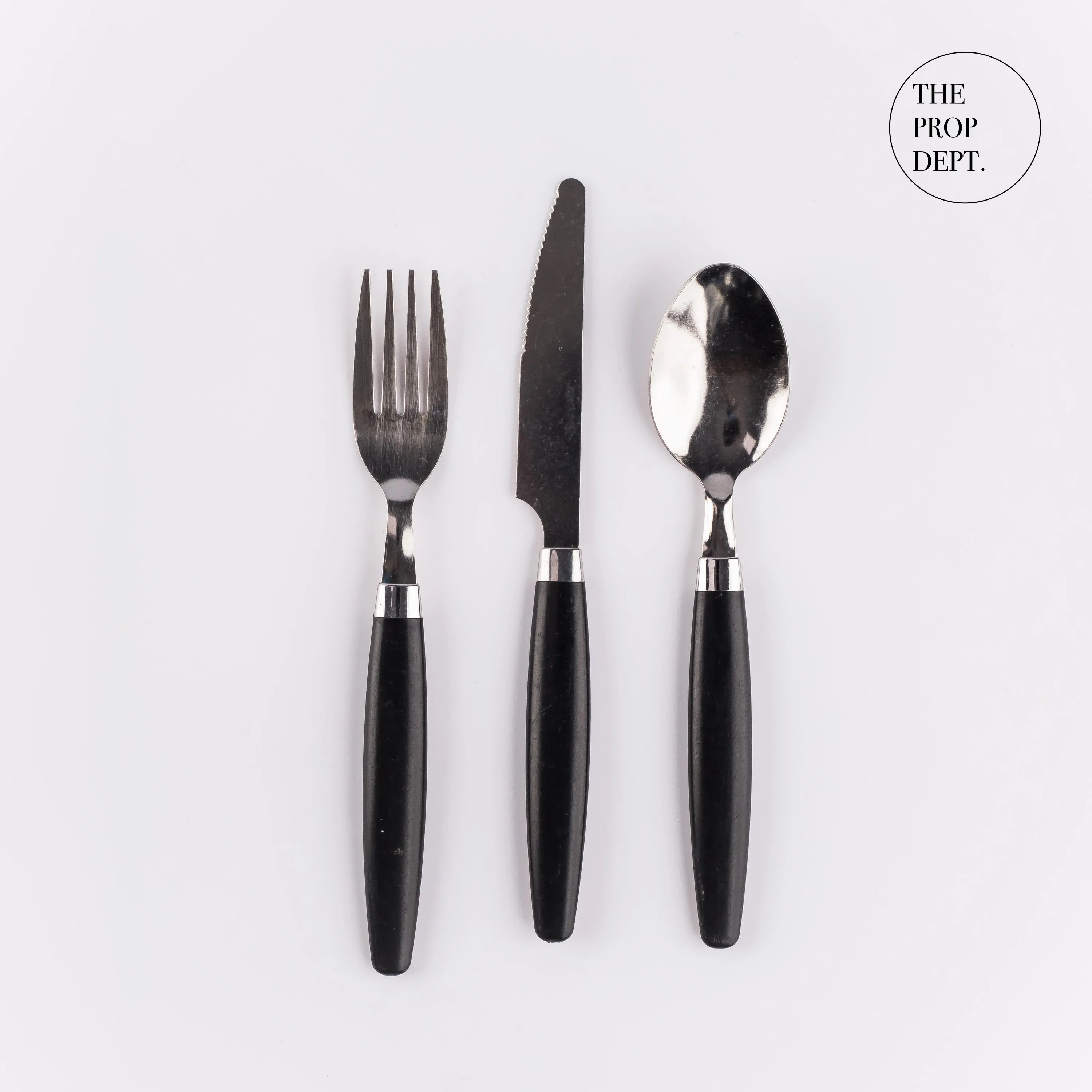 UT23-0370 - Silver Black Metal Utensil Set - 7.25" (L)