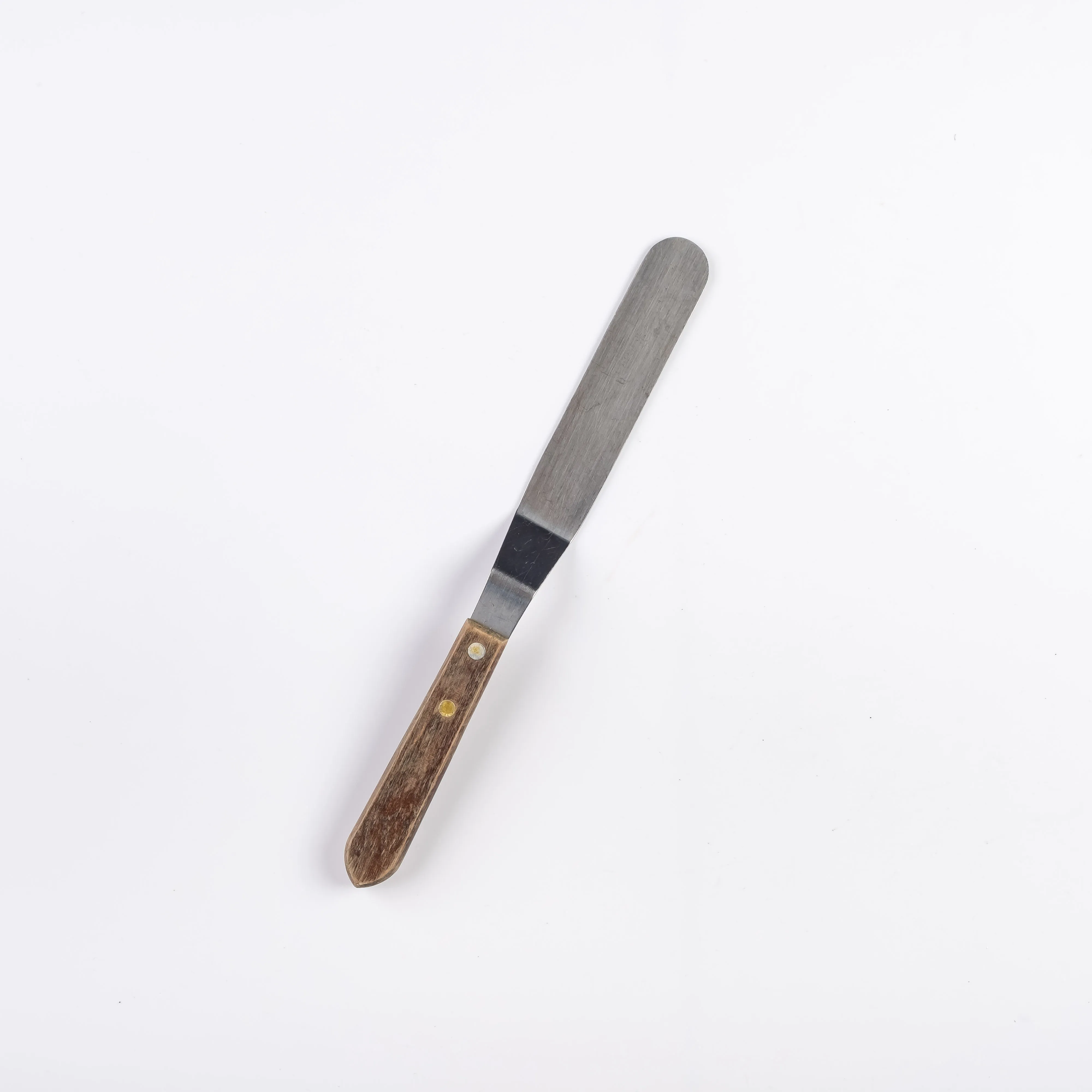 UT21-0099 - Silver Brown Metal Offset spatula - 9.75" (L)