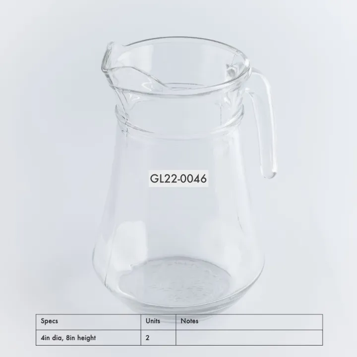 GL22-0046 - Clear Glass Pitcher - 4" 8" (DH)