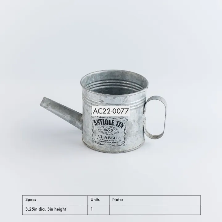 AC22-0077 - Silver Metal Bucket - 3.25" 3" (DH)