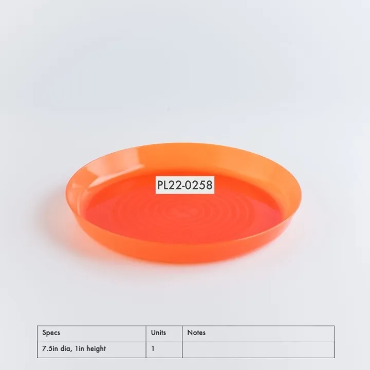 PL22-0258 - Orange Plastic Plate - 7.5" 1" (DH)