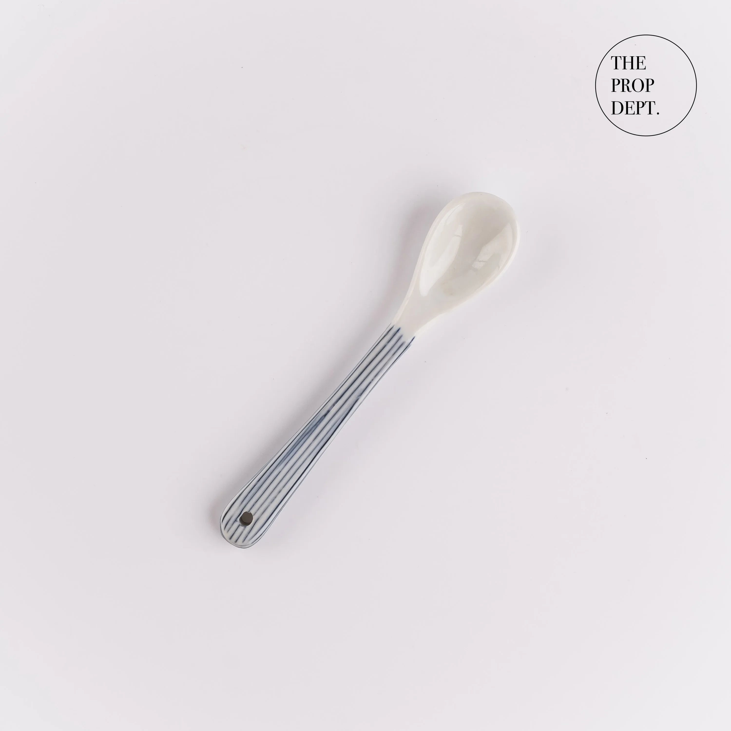 UT23-0431 - White Blue Ceramic Spoon - 5" (L)
