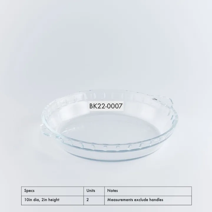 BK22-0007 - Clear Glass Pie plate - 10" 2" (DH)