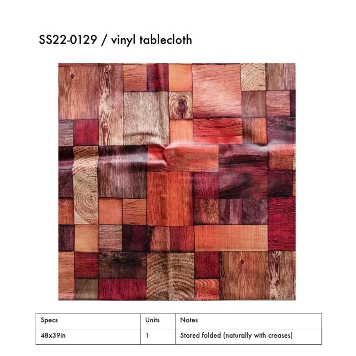 SS22-0129 - Red Brown Vinyl Tablecloth - 48" 39" (LW)