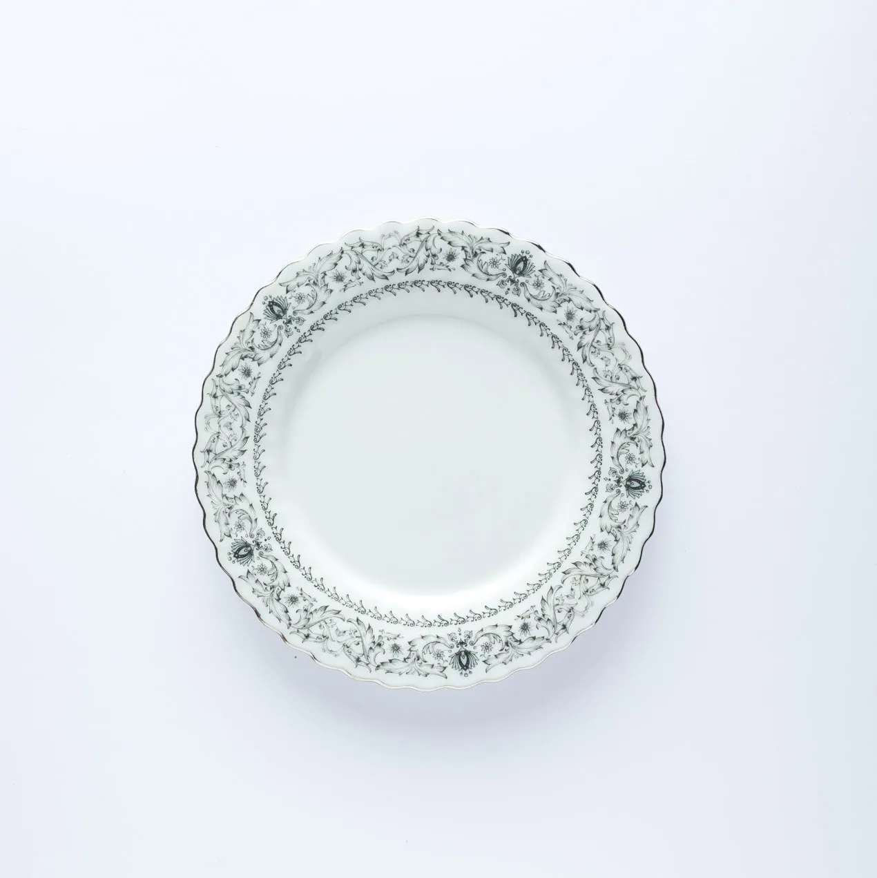 PL20-0127 - White Silver Ceramic Plate - 6.75" (D)