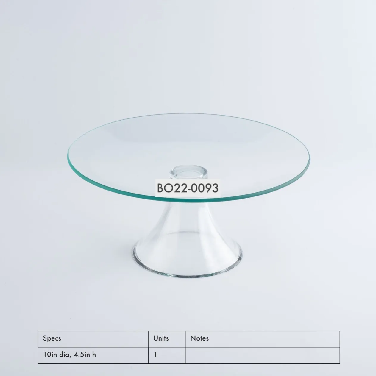 BO22-0093 - Glass Glass Cake Stand - 10" 4.5" (DH)